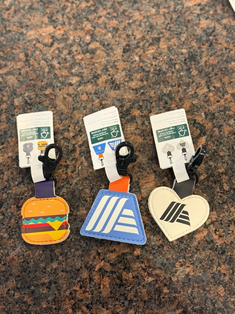 2026 Aldi Quarter Keychains - Burger, Blue Triangle, Heart